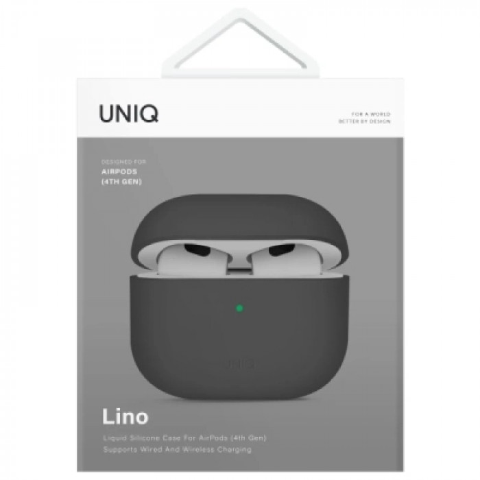 Чохол для навушників Uniq Lino AirPods 4 Silicone Ash Grey (8886463691373)