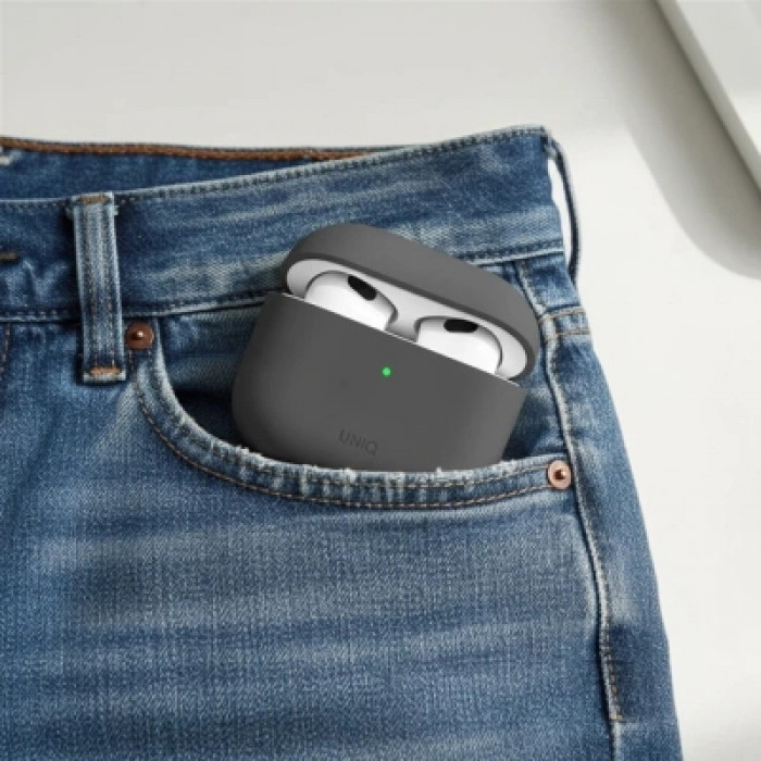 Чохол для навушників Uniq Lino AirPods 4 Silicone Ash Grey (8886463691373)