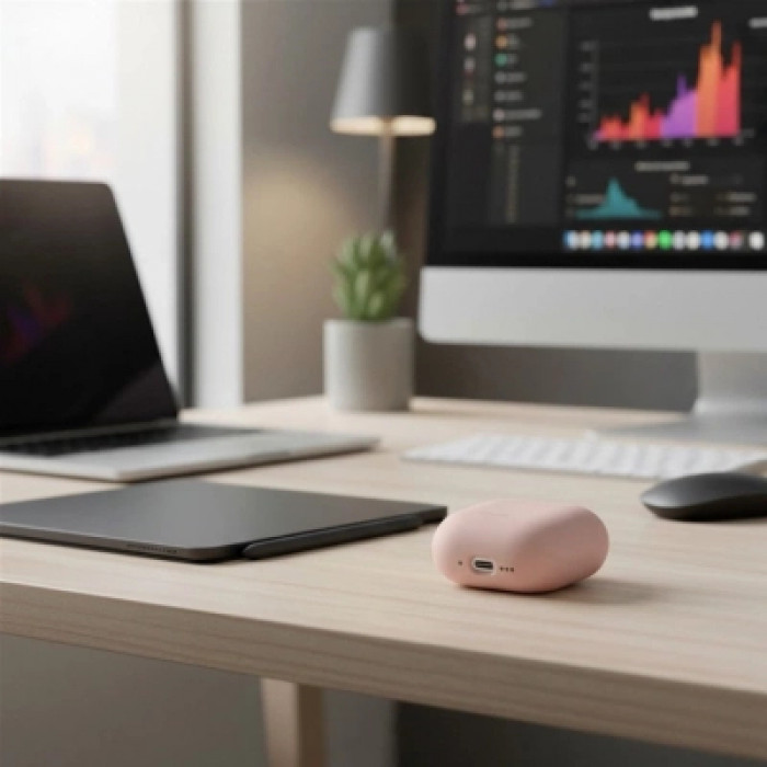 Чохол для навушників Uniq Lino AirPods 4 Silicone Pink Blush (8886463691380)