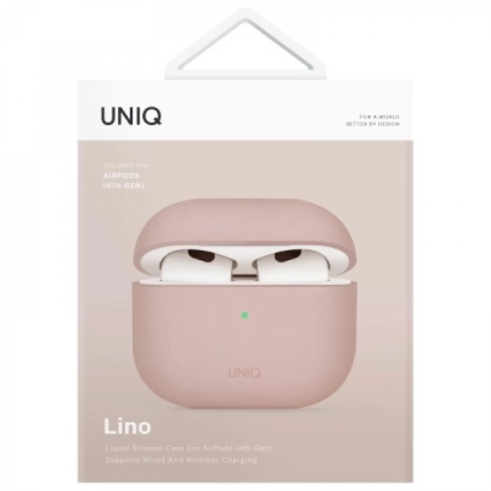 Чохол для навушників Uniq Lino AirPods 4 Silicone Pink Blush (8886463691380)