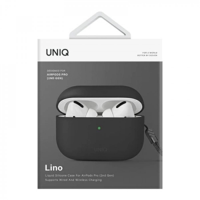 Чохол для навушників Uniq Lino AirPods Pro 2 gen Silicone Ash Grey (8886463683521)