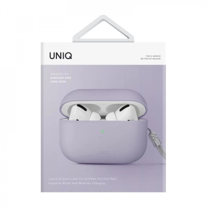 Чохол для навушників Uniq Lino AirPods Pro 2 gen Silicone Lilac lavender (8886463683569)