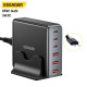 Зарядний пристрій Essager 3xUSB-C + 3xUSB-A 85W GaN black (EZC85W-SXB0G-Z)
