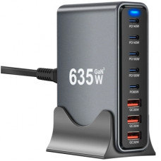 Зарядний пристрій XoKo 2xUSB-C PD3.1 140W + 2xUSB-C PD100W + 1xUSB-C PD65W + 3xUSB QC30W GaN (QC-600)