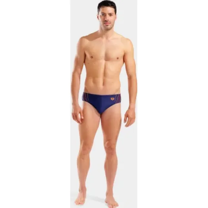 Плавки Arena Double Graphic Swim Briefs 010951-705 темно-синій, помаранчевий 110 (3468337766285)