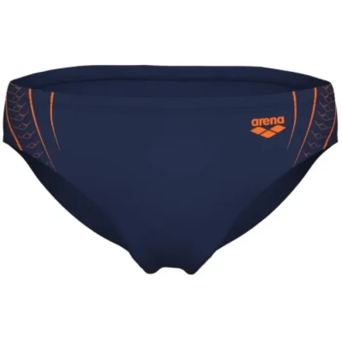 Плавки Arena Double Graphic Swim Briefs 010951-705 темно-синій, помаранчевий 110 (3468337766285)