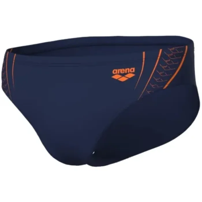 Плавки Arena Double Graphic Swim Briefs 010951-705 темно-синій, помаранчевий 110 (3468337766285)