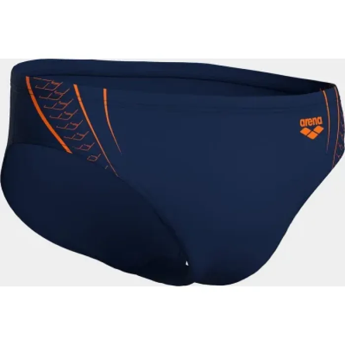 Плавки Arena Double Graphic Swim Briefs 010951-705 темно-синій, помаранчевий 110 (3468337766285)