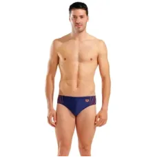 Плавки Arena Double Graphic Swim Briefs 010951-705 темно-синій, помаранчевий 110 (3468337766285)