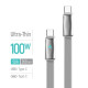 Дата кабель USB-C to USB-C 1.0m 5A 100W ultra-thin gray ColorWay (CW-CBPDCC100-GR)