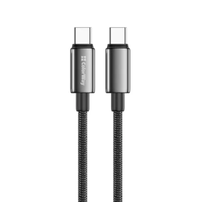 Дата кабель USB-C to USB-C 2.0m 5A 100W zinc alloy braided black ColorWay (CW-CBPDCC099-BK)