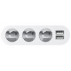 Зарядний пристрій HOCO 2xUSB 10.5W + 3x car socket silver (6957531050896)