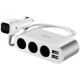 Зарядний пристрій HOCO 2xUSB 10.5W + 3x car socket silver (6957531050896)