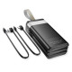 Батарея універсальна HOCO 30000mAh Plentiful 22.5W, built-in cables, LED, Black (DB58 / 715030)