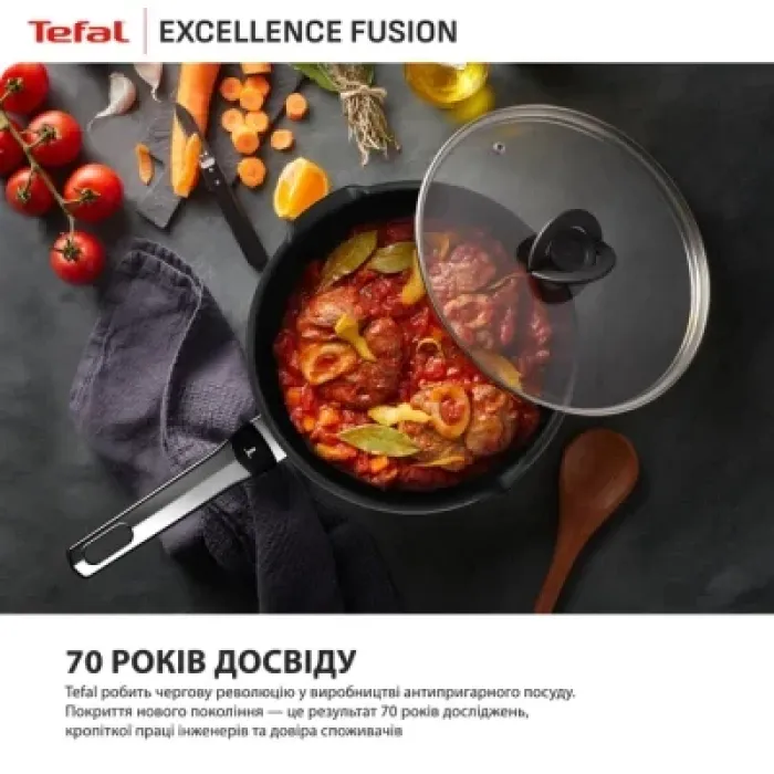 Сковорода Tefal Excellence Fusion з кришкою 24см чорний (G3388402)