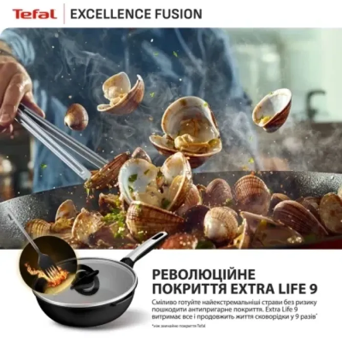 Сковорода Tefal Excellence Fusion з кришкою 24см чорний (G3388402)