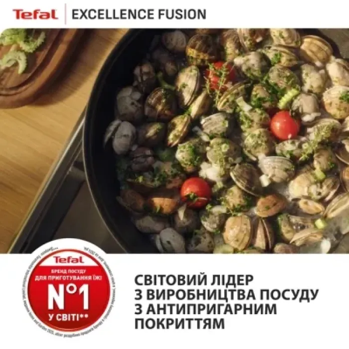 Сковорода Tefal Excellence Fusion з кришкою 24см чорний (G3388402)