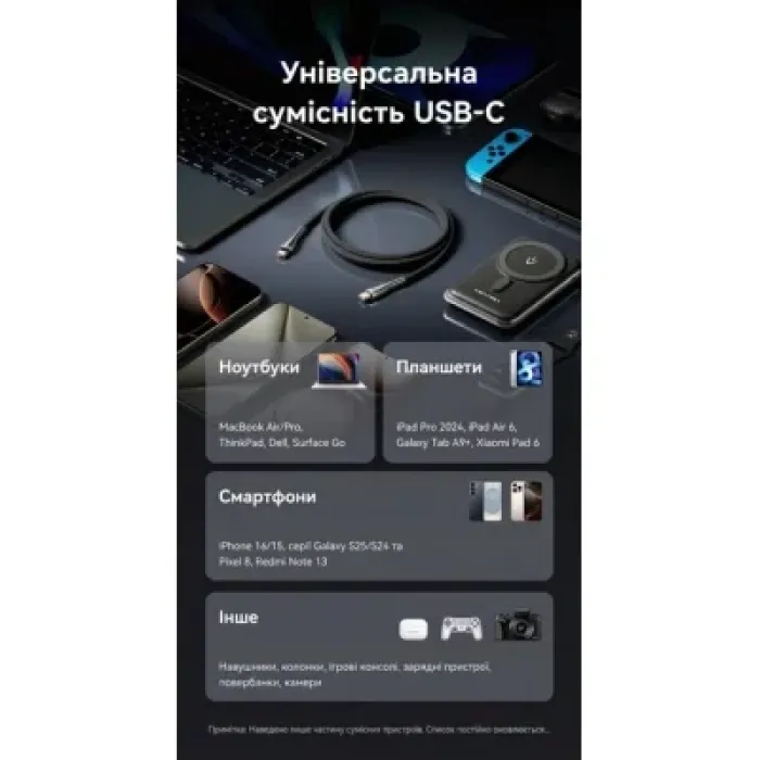 Дата кабель USB-C to USB-C 2.0m 5A nylon braided black Vention (CTYBH)