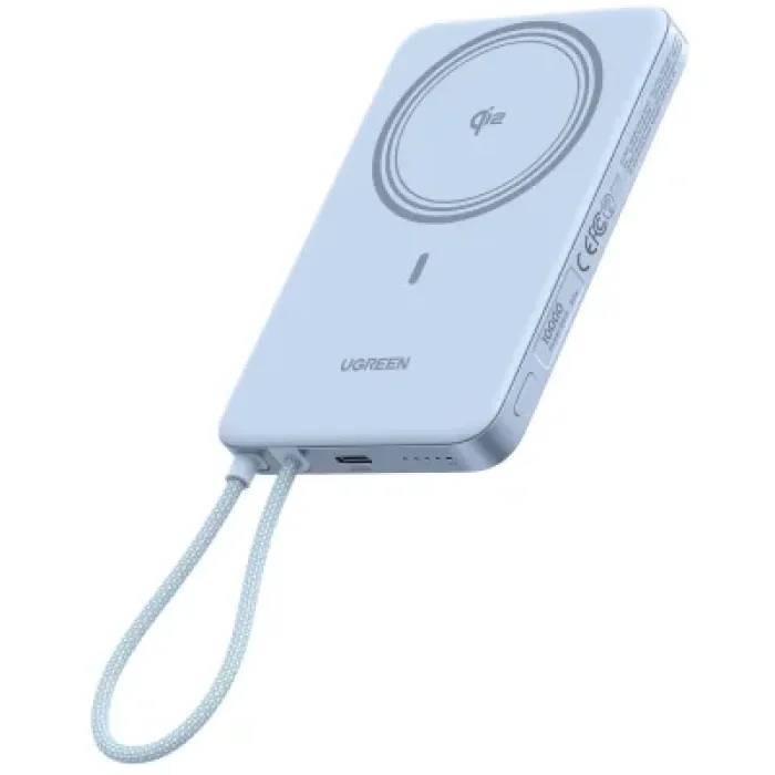 Батарея універсальна Ugreen 10000mAh 30W 1xUSB-C + 15W Magnetic Wireless + cable USB-C blue (65839B)