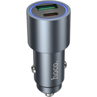 Зарядний пристрій HOCO 1xUSB-C PD30W + 1xUSB QC3.0 48W car adapter Z60 gray (6942007642095)