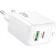 Зарядний пристрій BOROFONE BAS44A 1xUSB-C PD20W + 1xUSB QC3.0 white (6941991113840)