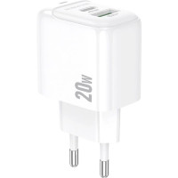 Зарядное устройство BOROFONE BAS44A 1xUSB-C PD20W + 1xUSB QC3.0 white (6941991113840)