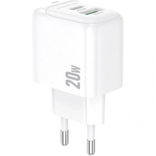 Зарядний пристрій BOROFONE BAS44A 1xUSB-C PD20W + 1xUSB QC3.0 white (6941991113840)