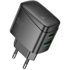 Зарядний пристрій HOCO CS61A 1xUSB-C PD30W + 1xUSB QC3.0 black (6942007638425)