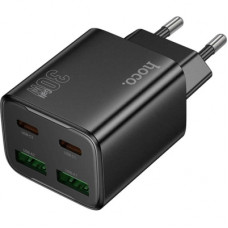 Зарядний пристрій HOCO N56 2xUSB-C PD30W + 2xUSB black (6942007632492)
