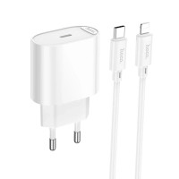 Зарядное устройство HOCO C109A USB-C PD20W + cable USB-C to Lightning white (6942007656665)