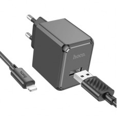 Зарядний пристрій HOCO CS11A USB + cable USB to Lightning black (6942007603560)