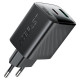 Зарядний пристрій Acefast A106 1xUSB-C PD45W + 1xUSB QC3.0 GaN black (6974316284031)