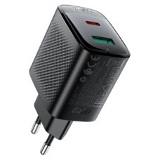 Зарядний пристрій Acefast A106 1xUSB-C PD45W + 1xUSB QC3.0 GaN black (6974316284031)