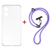 Чохол до мобільного телефона Dengos Case + Cross-body Strap Motorola G06/G06 Power Clear+Purple (DG-KM-CCRB-30)