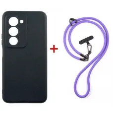 Чохол до мобільного телефона Dengos Case + Cross-body Strap Xiaomi Redmi 15 Black+Purple (DG-KM-CCRB-44)