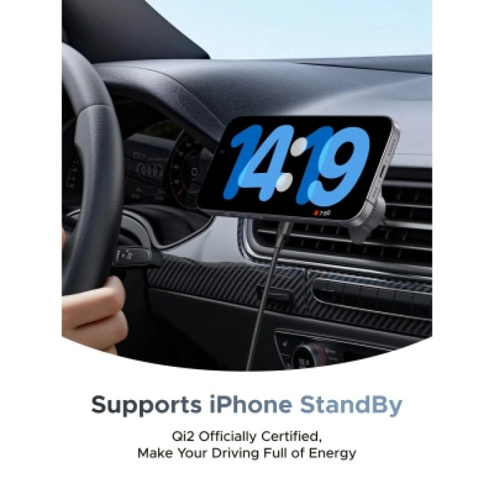 Універсальний автотримач Ugreen W758 Magnetic Wireless Car Charger 25W QI2.2 Starlight Blue (55967)