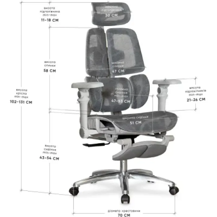 Офісне крісло Mealux S3 Air Plus Grey (HF-S3 M/G)