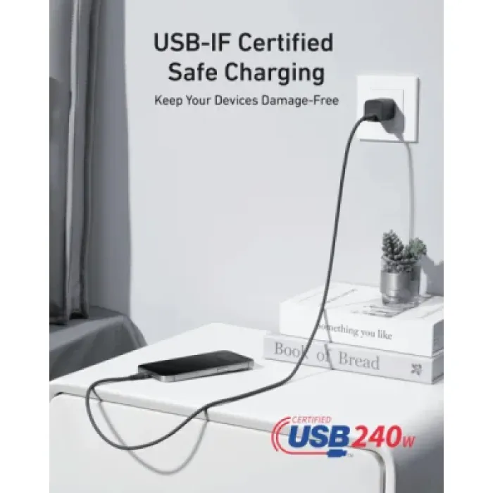Дата кабель USB-C to USB-C 1.8m 240W braided Anker (A82E2H11)