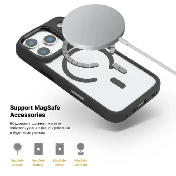Чохол до мобільного телефона Armorstandart Unit-C MagCase Apple iPhone 17 Pro Black + Orange Button Set (ARM90585)