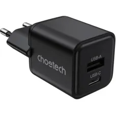 Зарядний пристрій Choetech 1xUSB-C PD30W PPS + 1xUSB QC3.0 (PD5012-EU-BK)