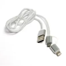 Дата кабель USB 2.0 AM to Lightning + Micro 5P 1.0m cotton PowerPlant (KD00AS1290)