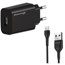 Зарядний пристрій Grand-X Quick Charge QС3.0 22.5W + cable USB to USB-C 1.0m black (CH-550TC)
