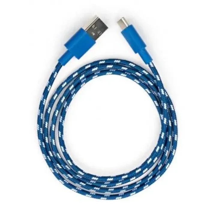 Дата кабель USB 2.0 AM to USB-C 1.0m 2color nylon blue Vinga (VCPDCTCNB31B)