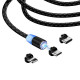 Дата кабель USB 2.0 AM to Lightning + Micro 5P + USB-C 1.0m Magnet only charge ColorWay (CW-CBUU020-BK)