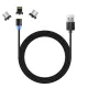Дата кабель USB 2.0 AM to Lightning + Micro 5P + USB-C 1.0m Magnet only charge ColorWay (CW-CBUU020-BK)