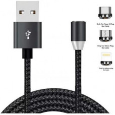 Дата кабель USB 2.0 AM to Lightning + Micro 5P + USB-C 1.2m Magneto bla XoKo (SC-350MGNT-BK)