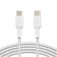 Дата кабель USB-C to USB-C 1.0m braided white Belkin (CAB004BT1MWH)