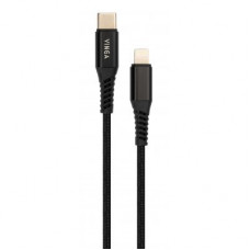 Дата кабель USB-C to Lightning 1.0m 3A 18W nylon braided black Vinga (VCPTCL3ANBK)
