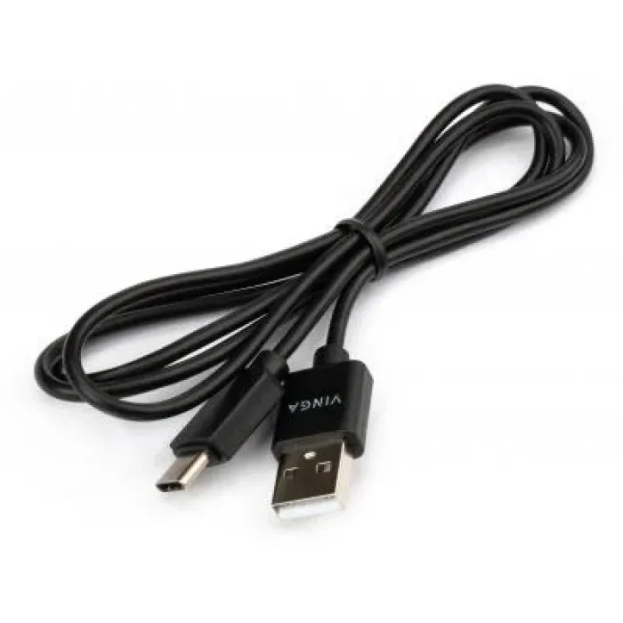 Дата кабель USB 2.0 AM to USB-C 1.0m 3A 18W PVC black Vinga (VCPUSBTC3ABK)