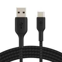 Дата кабель USB 2.0 AM to USB-C 2.0m BRAIDED black Belkin (CAB002BT2MBK)